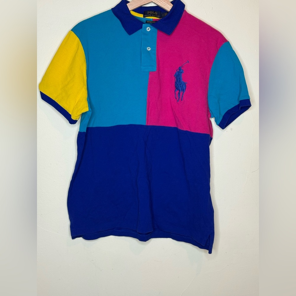 Men’s Polo Ralph Lauren Colorblock Polo Shirt | Custom Slim Fit | Size Large